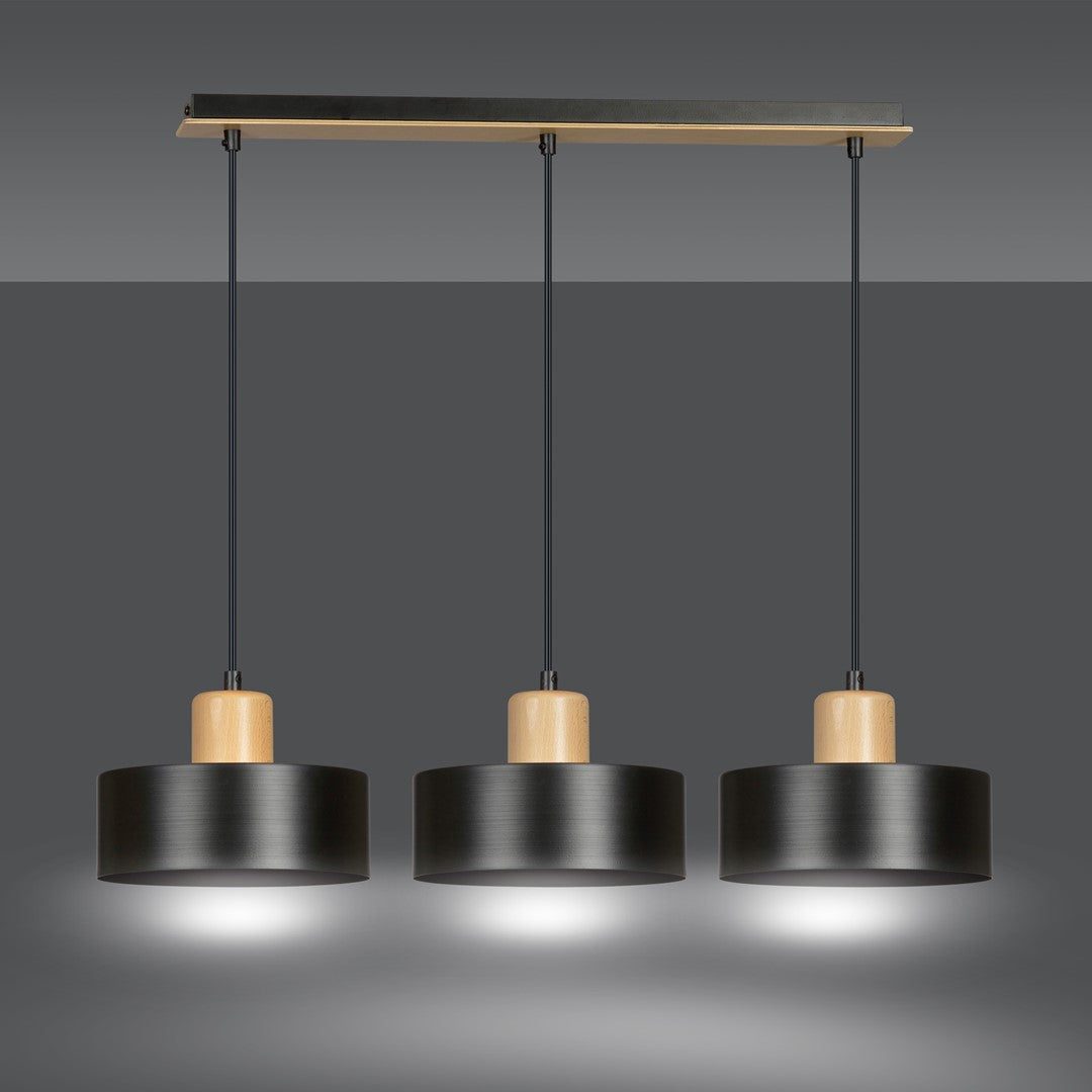 Loftlampe TORIN 3 - Sort / Træ - Nordic Unique