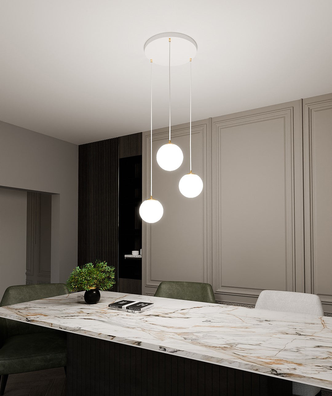 Loftlampe ROYAL 3 - Hvid / Guld - Nordic Unique