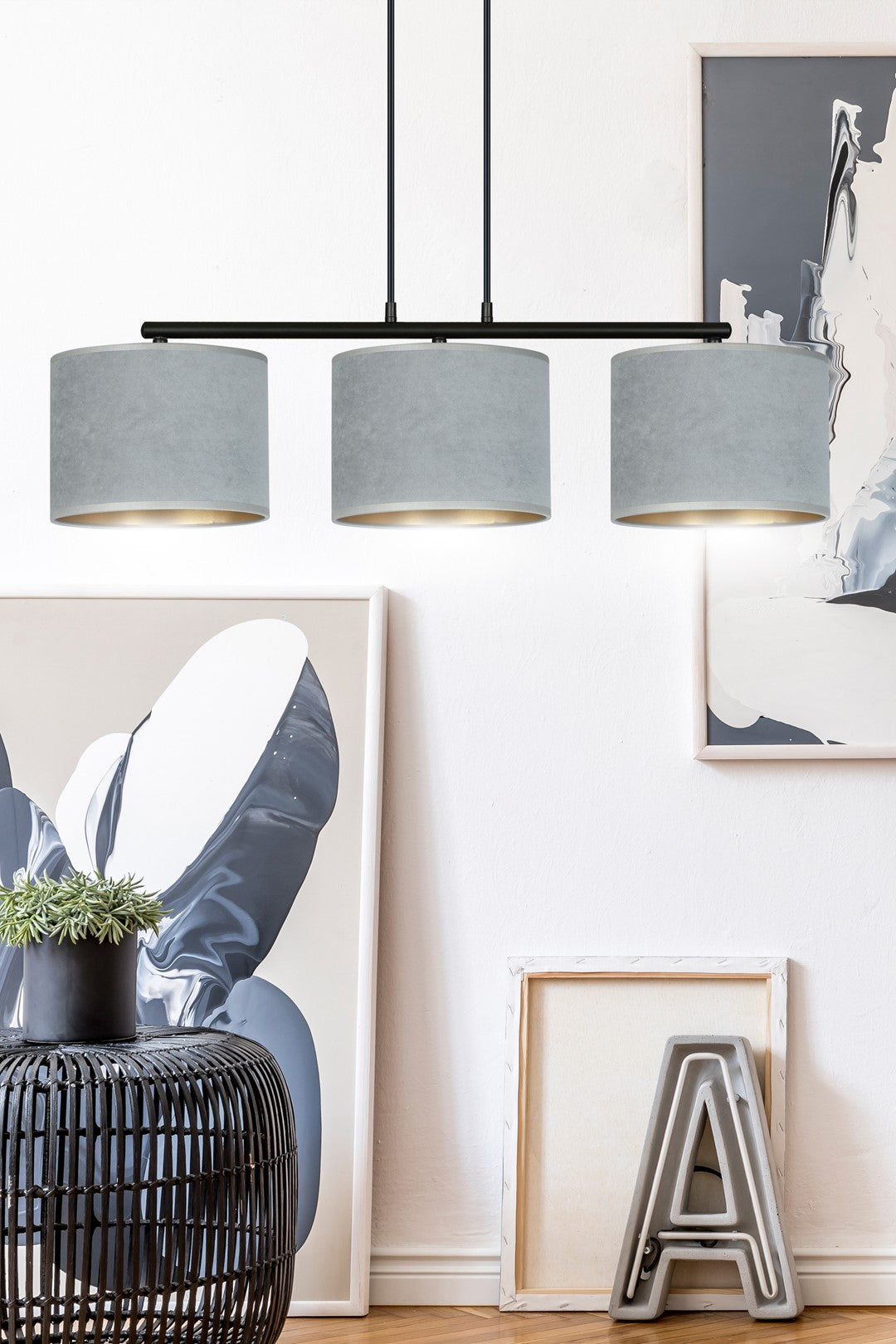 Loftlampe HILDE 3 - Sort / Grå / Guld - Nordic Unique