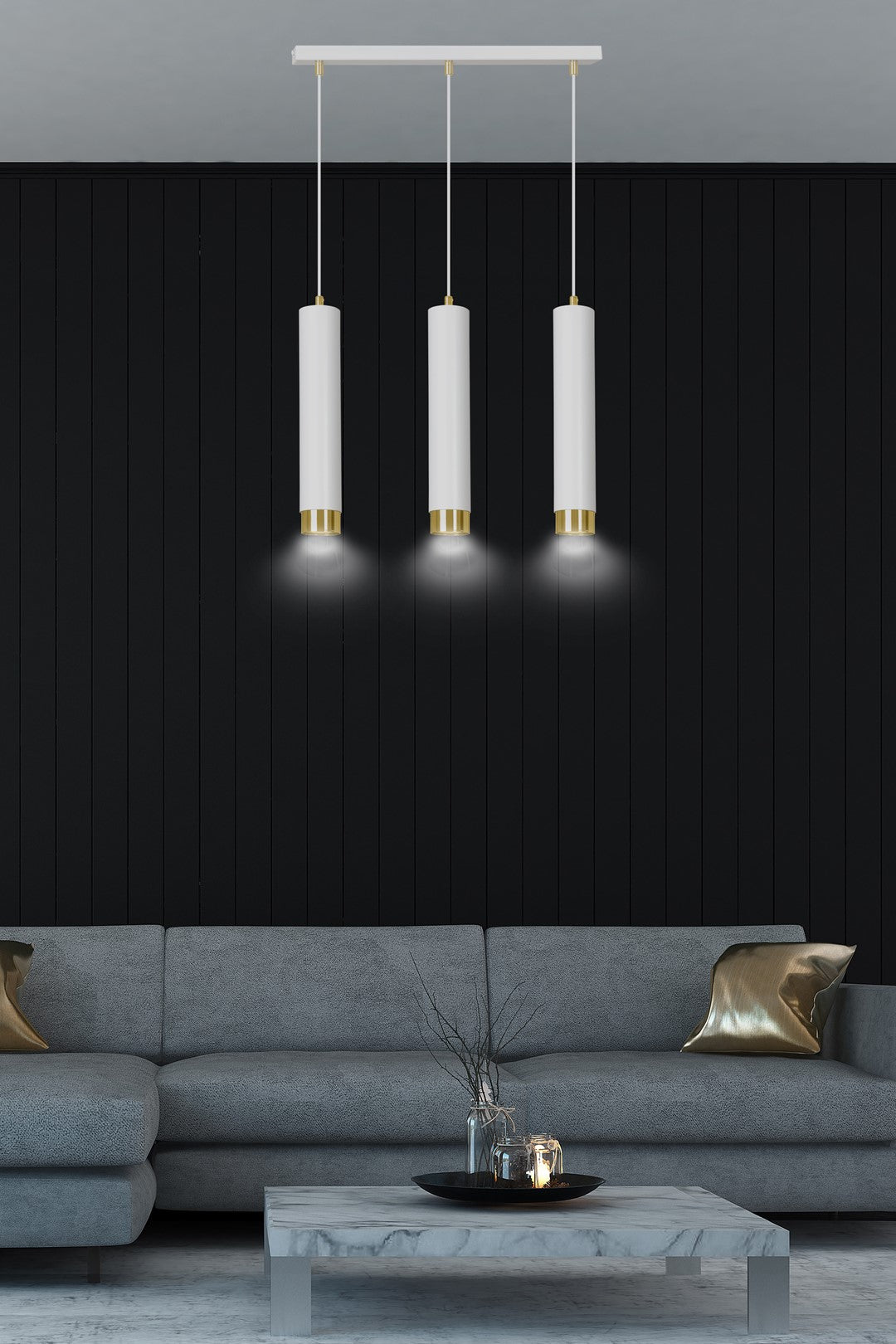 Loftlampe KIBO 3 - Hvid / Guld - Nordic Unique