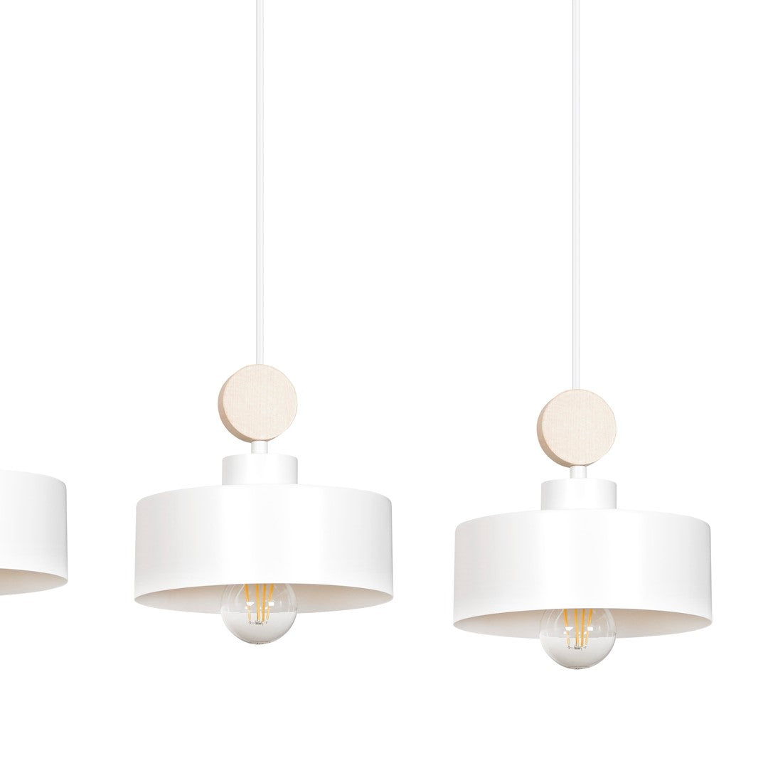 Loftlampe TUNISO 3 - Hvid / Træ - Nordic Unique