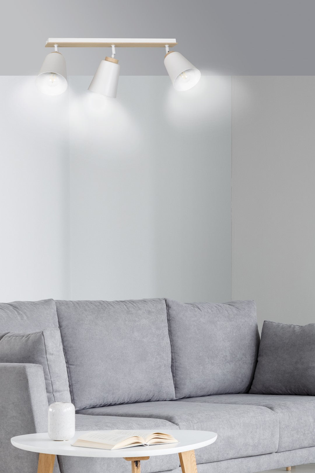 Loftlampe ATLAS 3 - Hvid / Træ - Nordic Unique