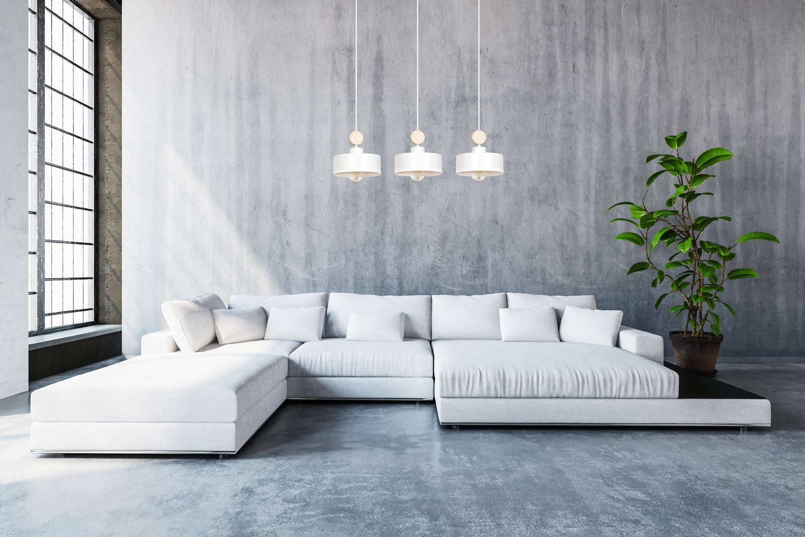 Loftlampe TUNISO 3 - Hvid / Træ - Nordic Unique