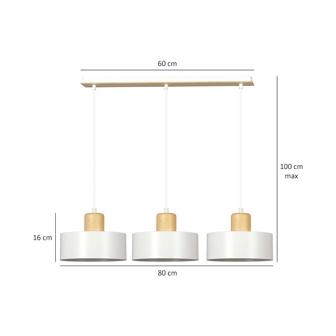 Loftlampe TORIN 3 - Hvid / Træ - Nordic Unique