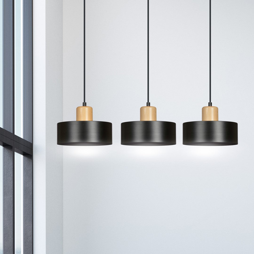 Loftlampe TORIN 3 - Sort / Træ - Nordic Unique