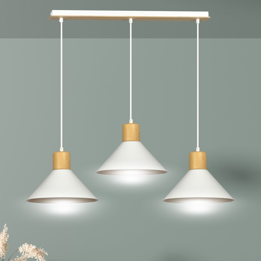 Loftlampe ROWEN 3 - Hvid / Træ - Nordic Unique