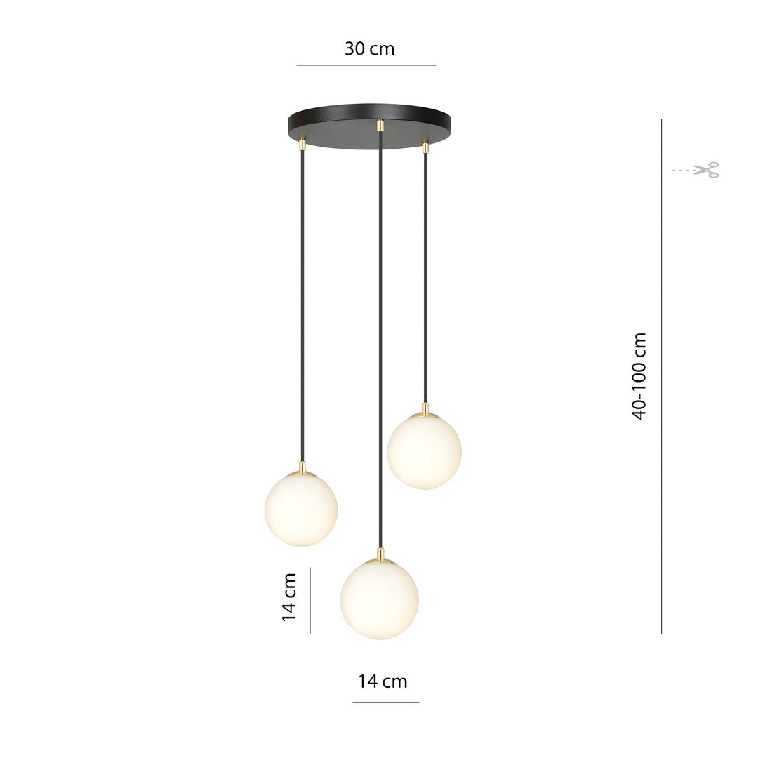 Loftlampe ROYAL 3 - Sort / Guld - Nordic Unique