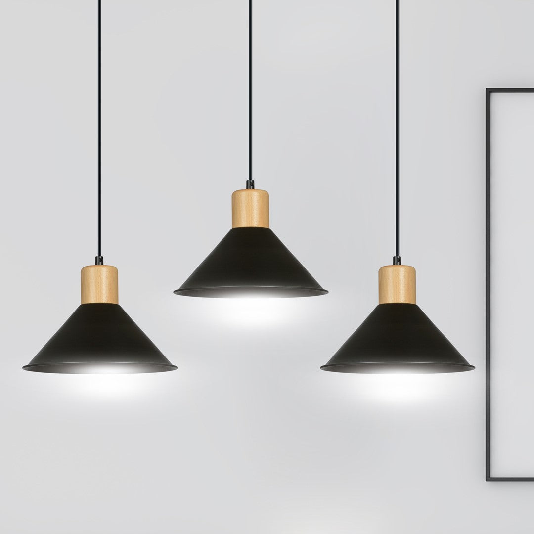 Loftlampe ROWEN 3 - Sort / Træ - Nordic Unique