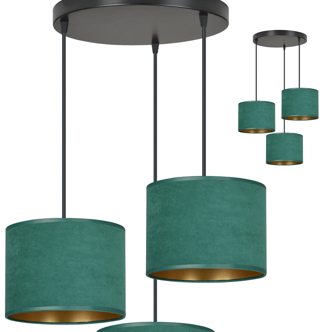 Loftlampe HILDE 3 BL Premium - Grøn / Guld / Sort - Nordic Unique