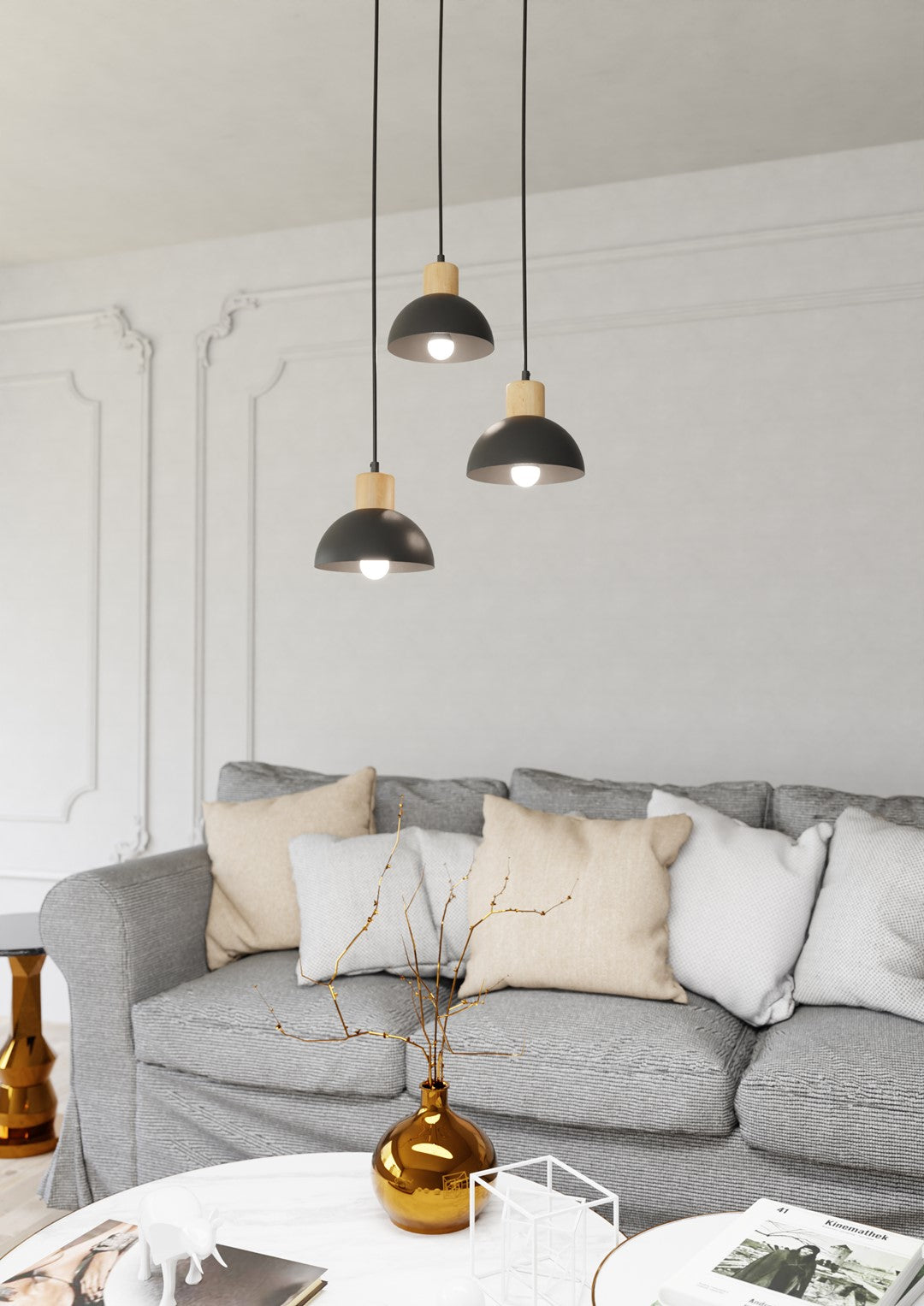 Loftlampe SECO 3 Premium - Sort / Træ - Nordic Unique