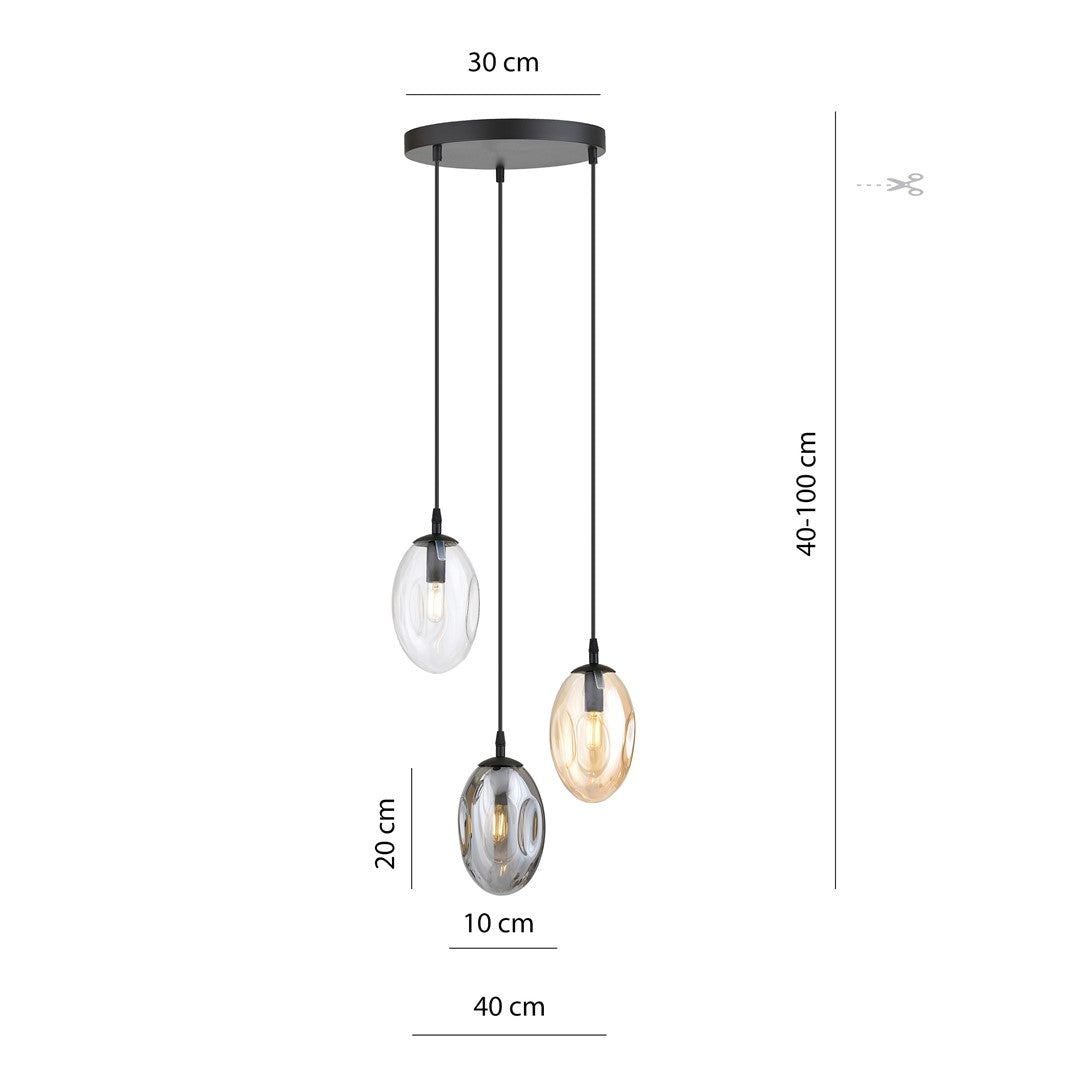 Loftlampe ASTRAL 3 Premium - Sort / Grafit / Rav - Nordic Unique