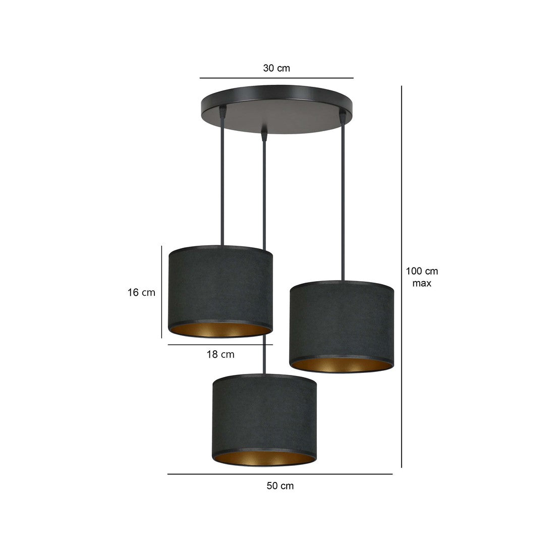 Loftlampe HILDE 3 BL Premium - Sort / Guld - Nordic Unique