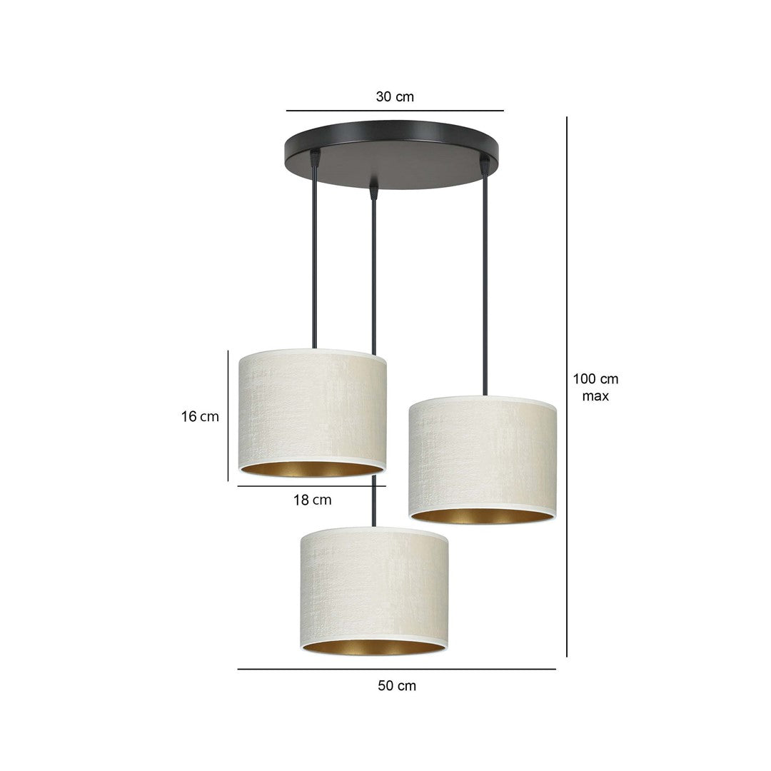 Loftlampe HILDE 3 Premium  - Sort / Hvid / Guld - Nordic Unique