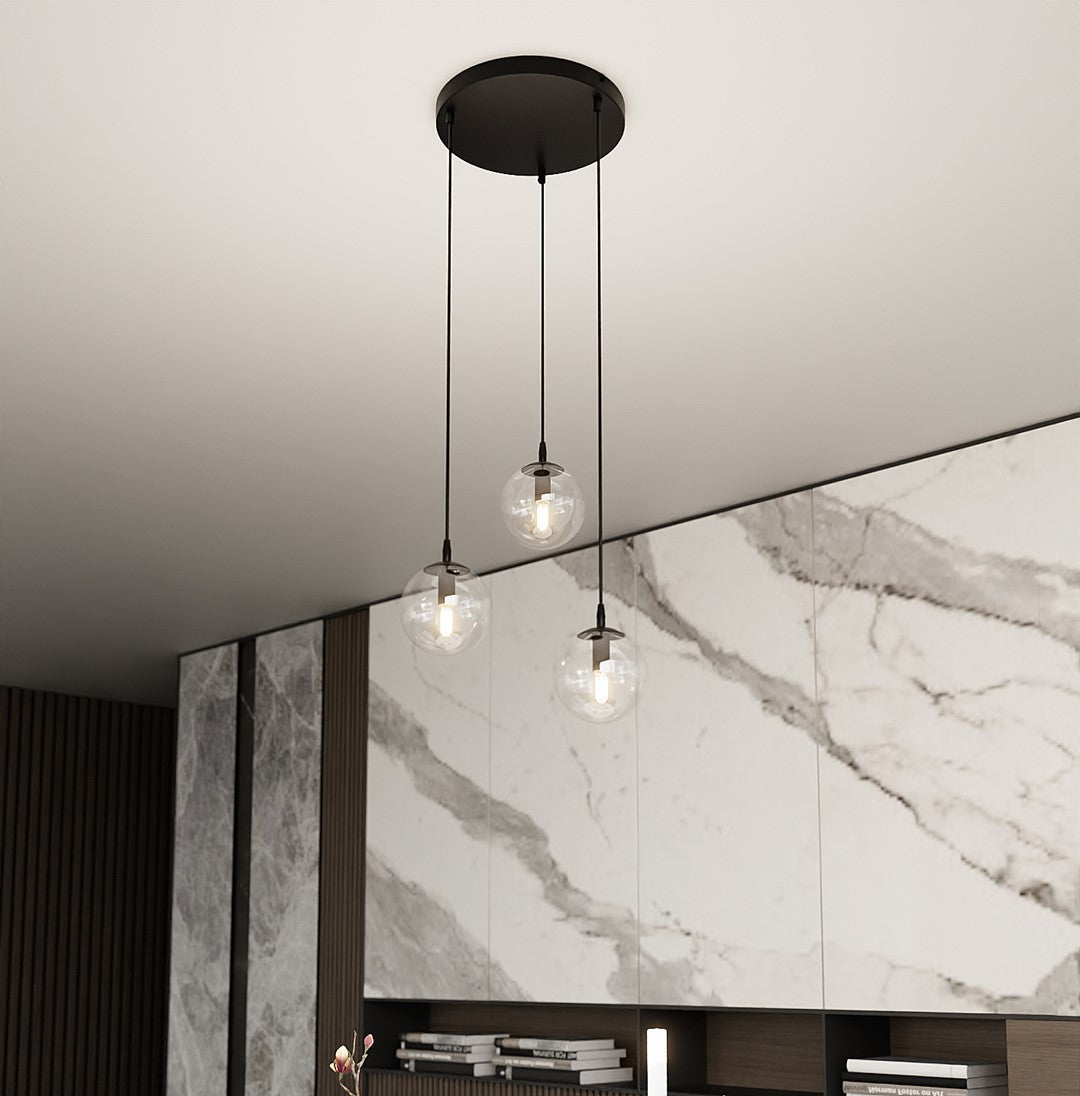 Loftlampe COSMO 3 Premium Gennemsigtig - Sort - Nordic Unique