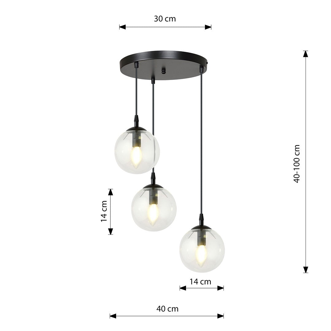 Loftlampe COSMO 3 Premium Gennemsigtig - Sort - Nordic Unique