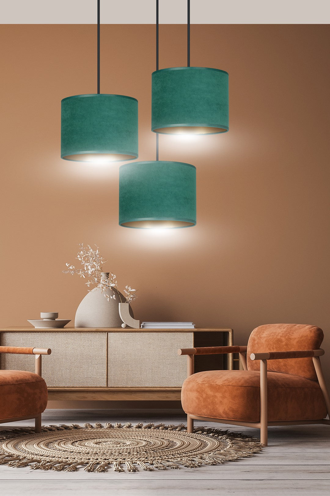 Loftlampe HILDE 3 BL Premium - Grøn / Guld / Sort - Nordic Unique