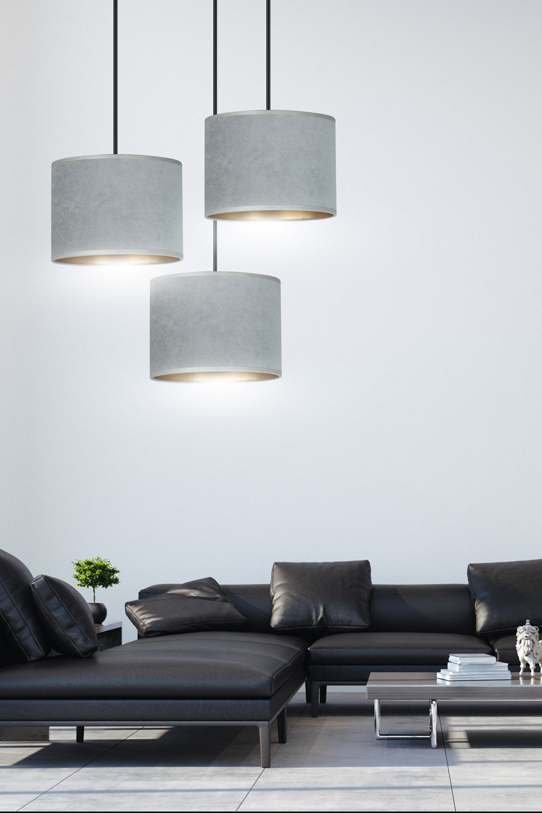 Loftlampe HILDE 3 BL Premium - Sort / Grå / Guld - Nordic Unique