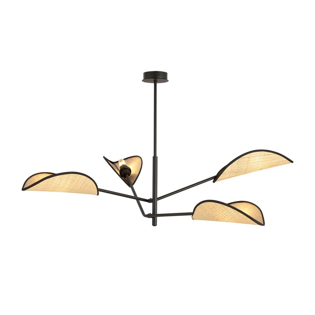 Loftlampe VENE 4 - Sort / Rattan - Nordic Unique