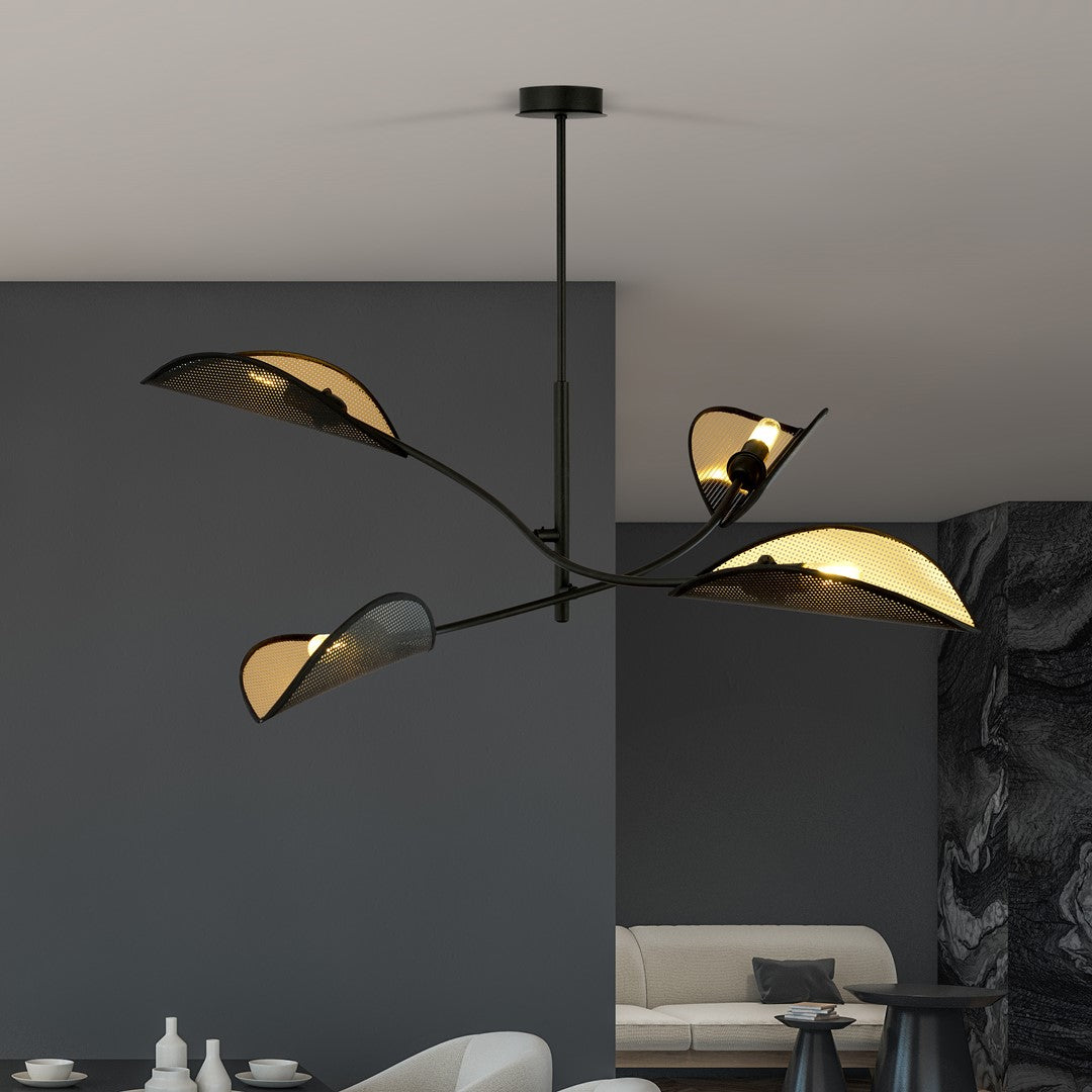 Loftlampe LOTUS 4 - Sort / Guld - Nordic Unique