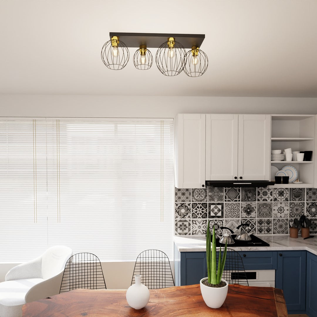 Loftlampe NEST 4 - Sort / Guld - Nordic Unique