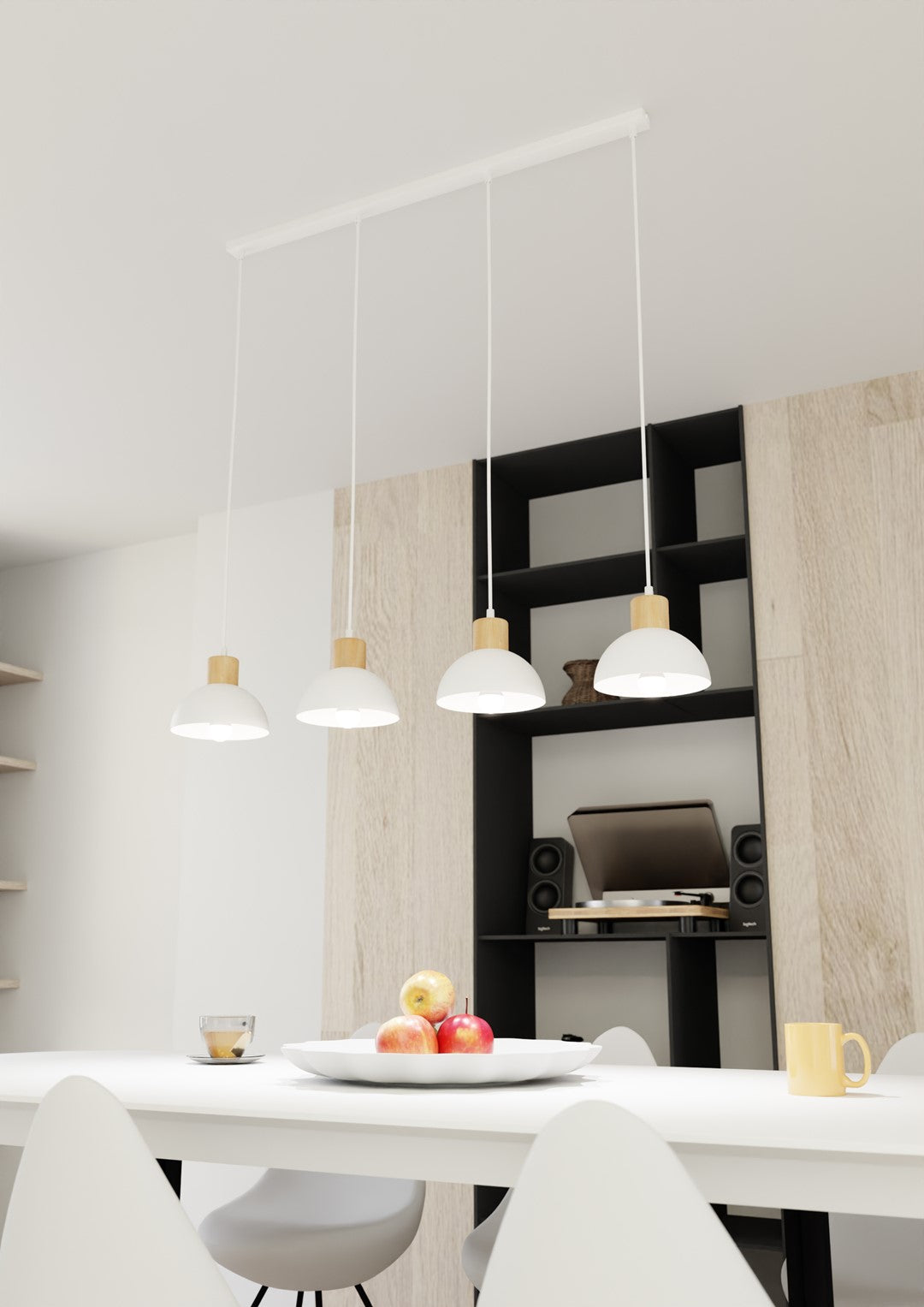 Loftlampe SECO 4 - Hvid / Træ - Nordic Unique