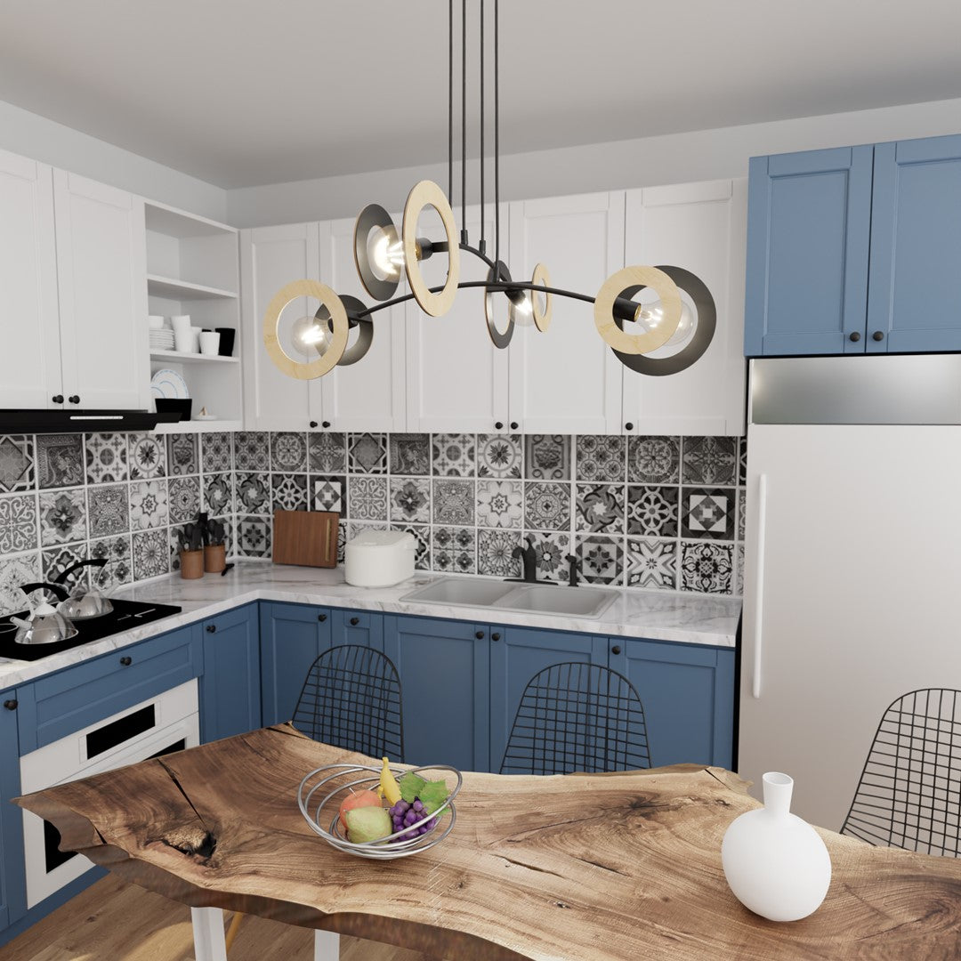 Loftlampe SKIVE 4 - Sort / Træ - Nordic Unique