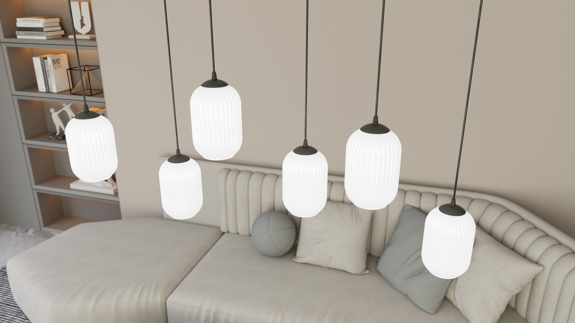 Loftlampe VERDI 4 - Sort / Hvid - Nordic Unique