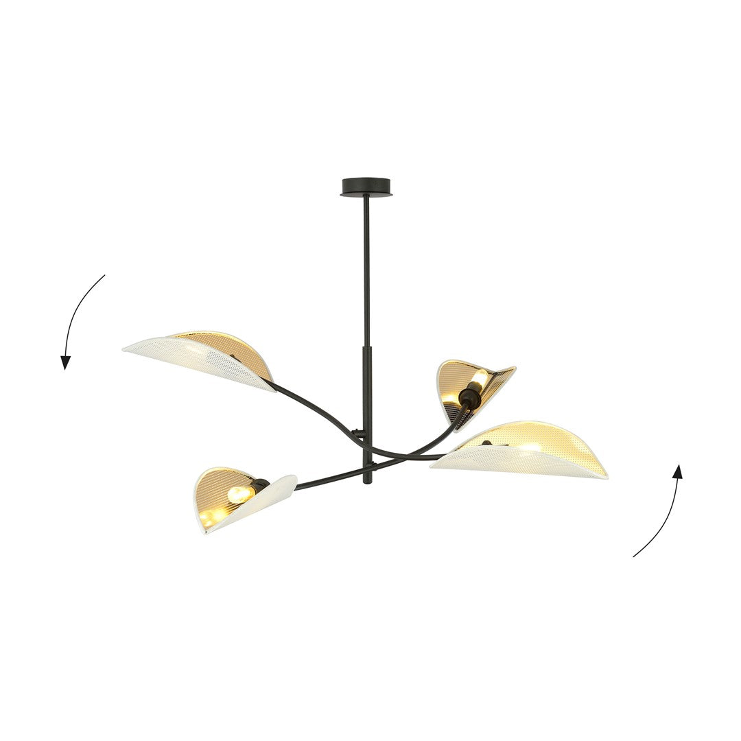 Loftlampe LOTUS 4 - Hvid / Guld / Sort - Nordic Unique