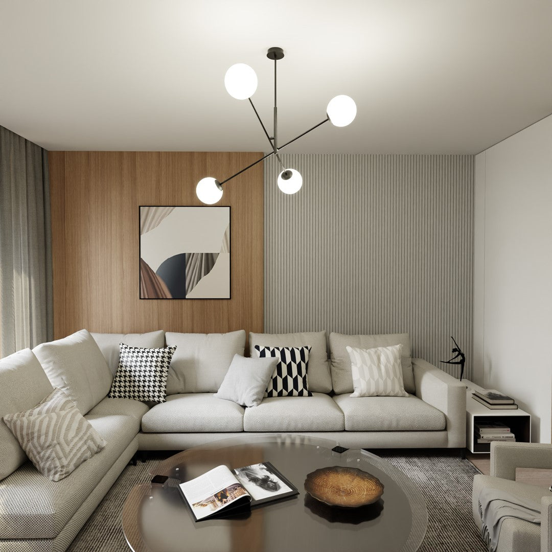 Loftlampe LINEAR 4 - Sort / Hvid - Nordic Unique