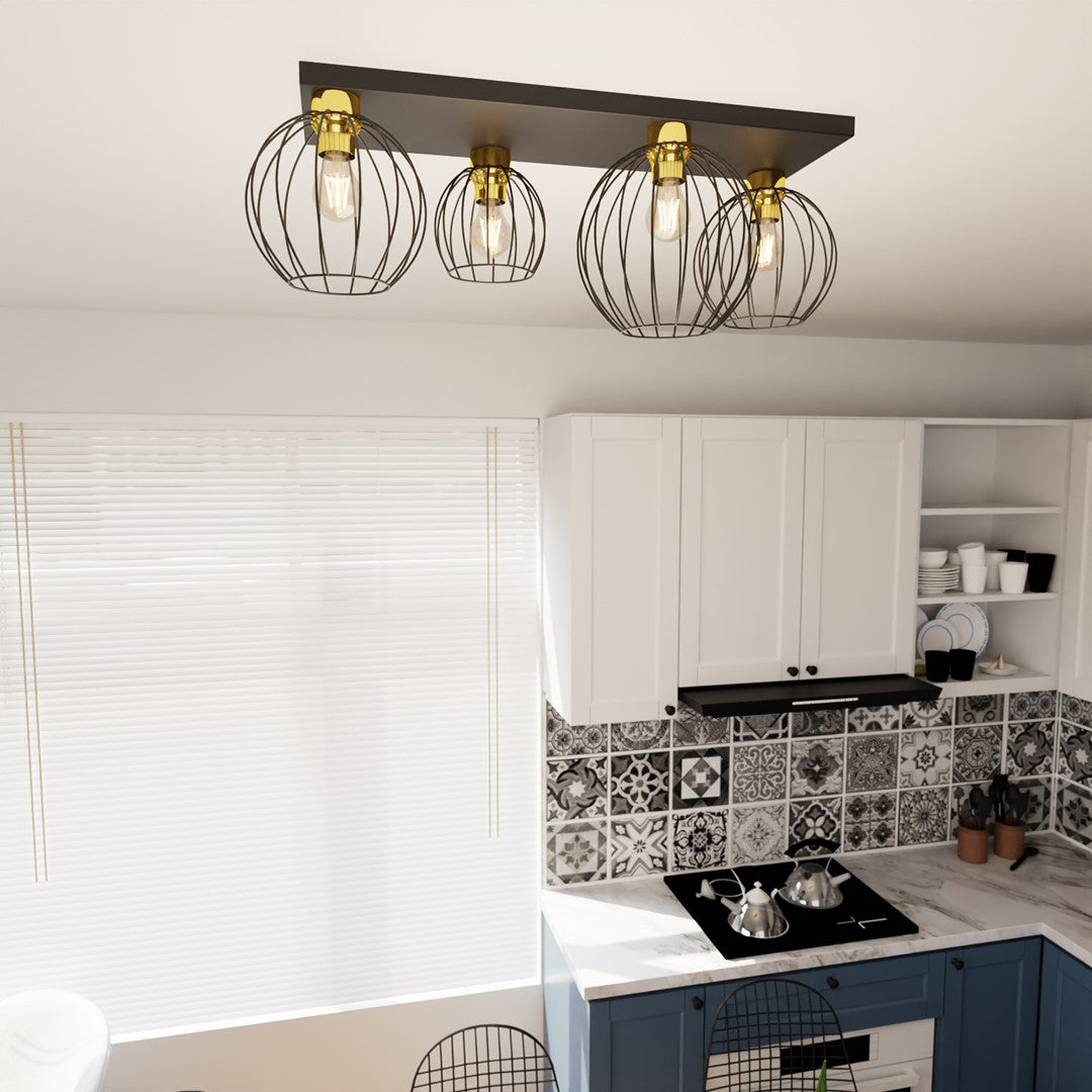 Loftlampe NEST 4 - Sort / Guld - Nordic Unique