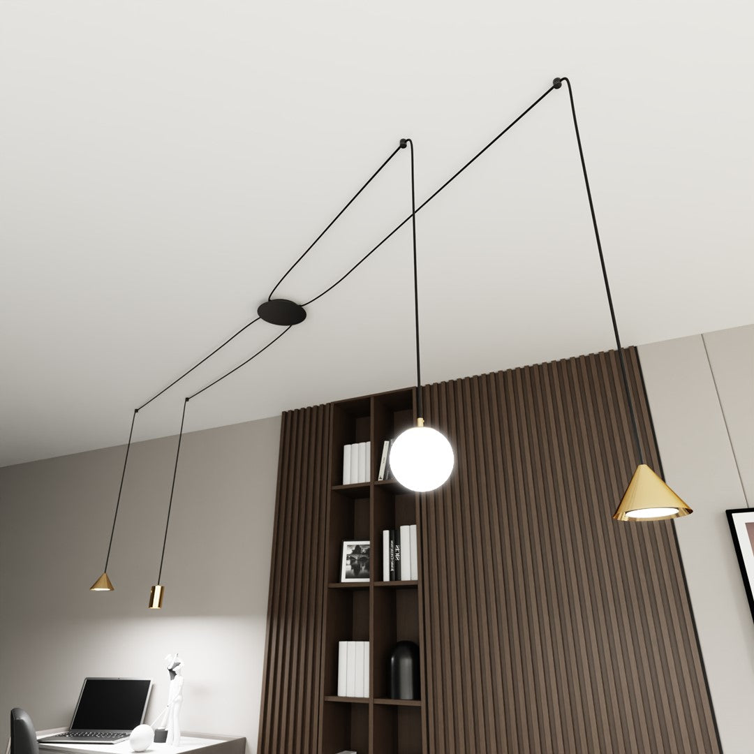 Loftlampe FUJI 4 - Guld / Sort - Nordic Unique
