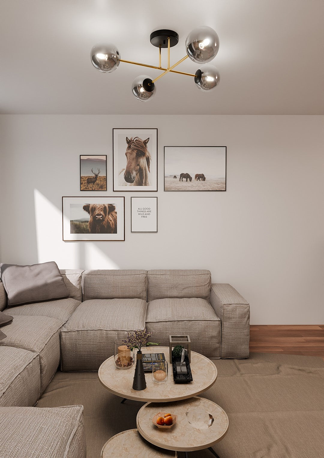 Loftlampe MAGNUM 4 - Sort / Grafit / Guld - Nordic Unique