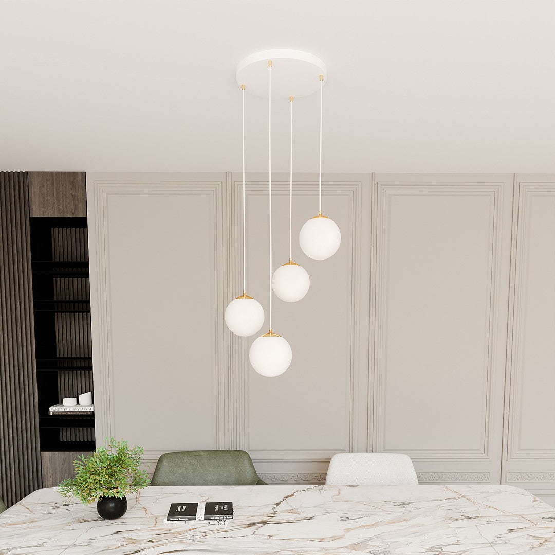 Loftlampe ROYAL 4 - Hvid / Guld - Nordic Unique