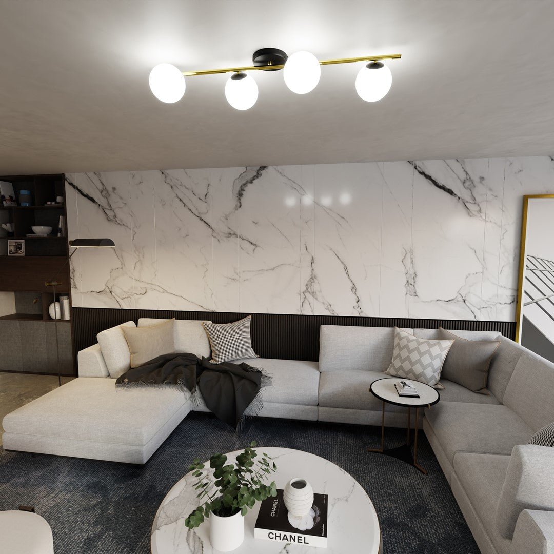 Loftlampe SPLENDI 4 - Sort / Guld / Hvid - Nordic Unique