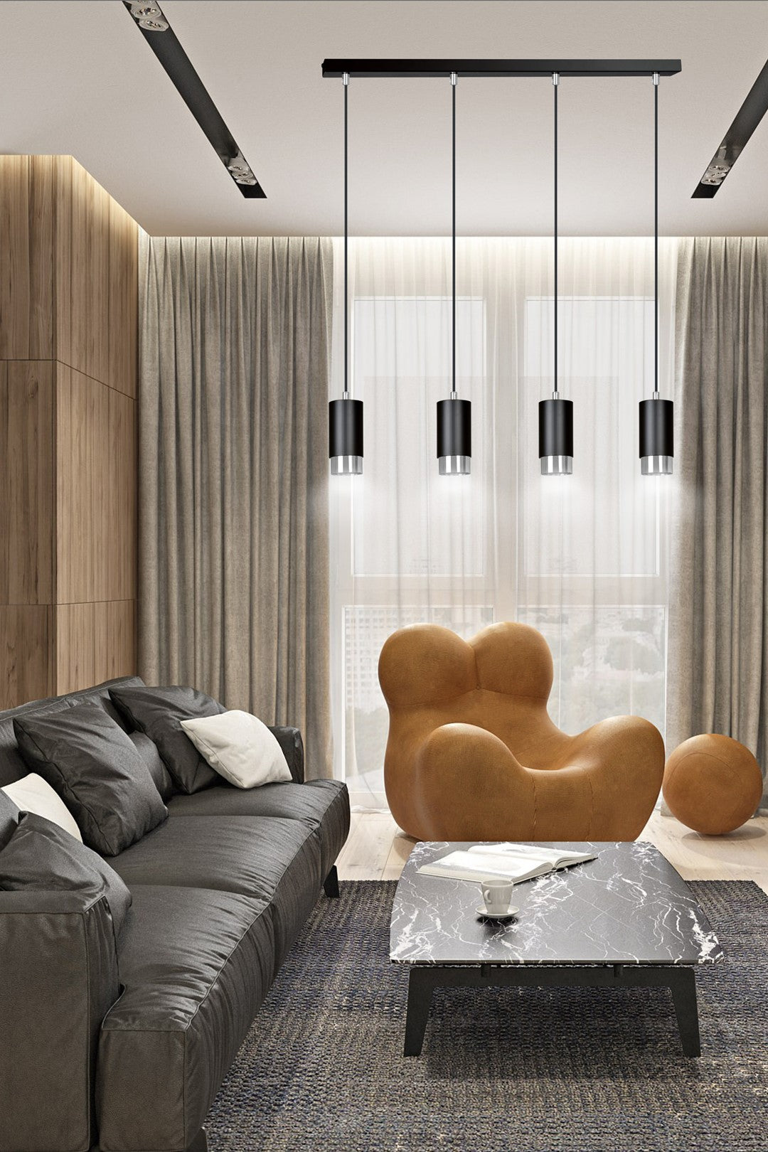 Loftlampe FUMIKO 4 - Sort / Krom - Nordic Unique