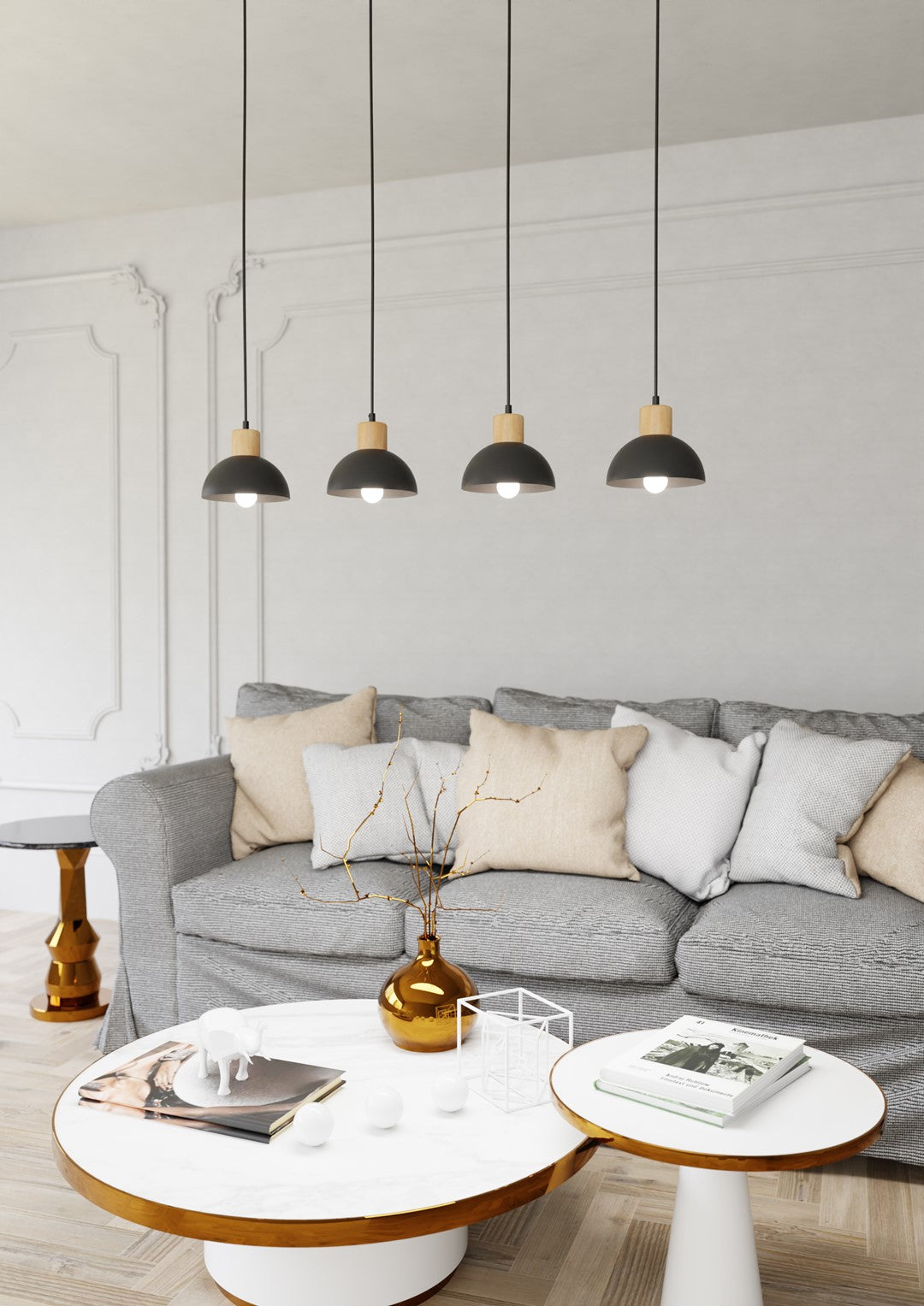 Loftlampe SECO 4 - Sort / Træ - Nordic Unique