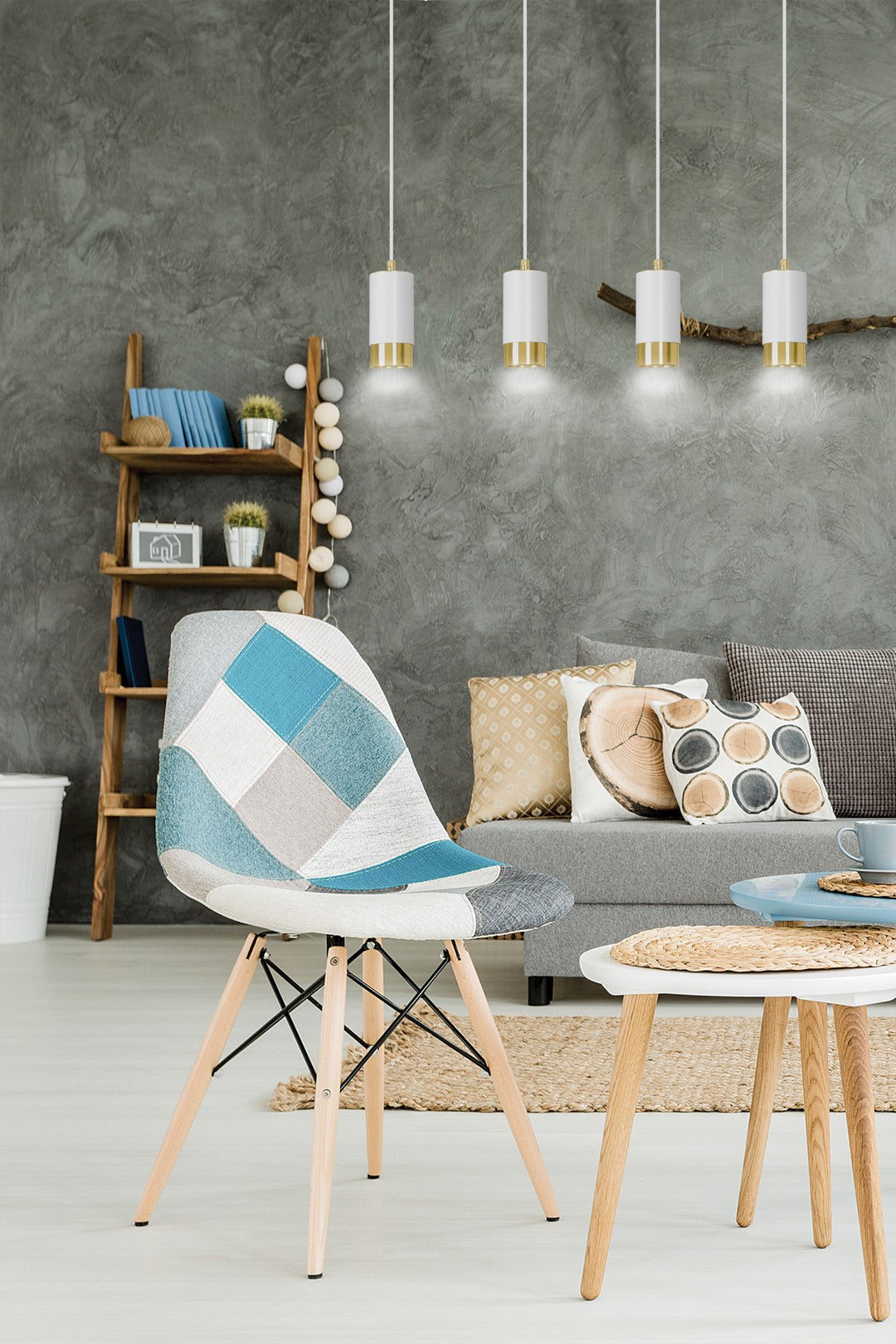 Loftlampe FUMIKO 4 - Hvid / Guld - Nordic Unique