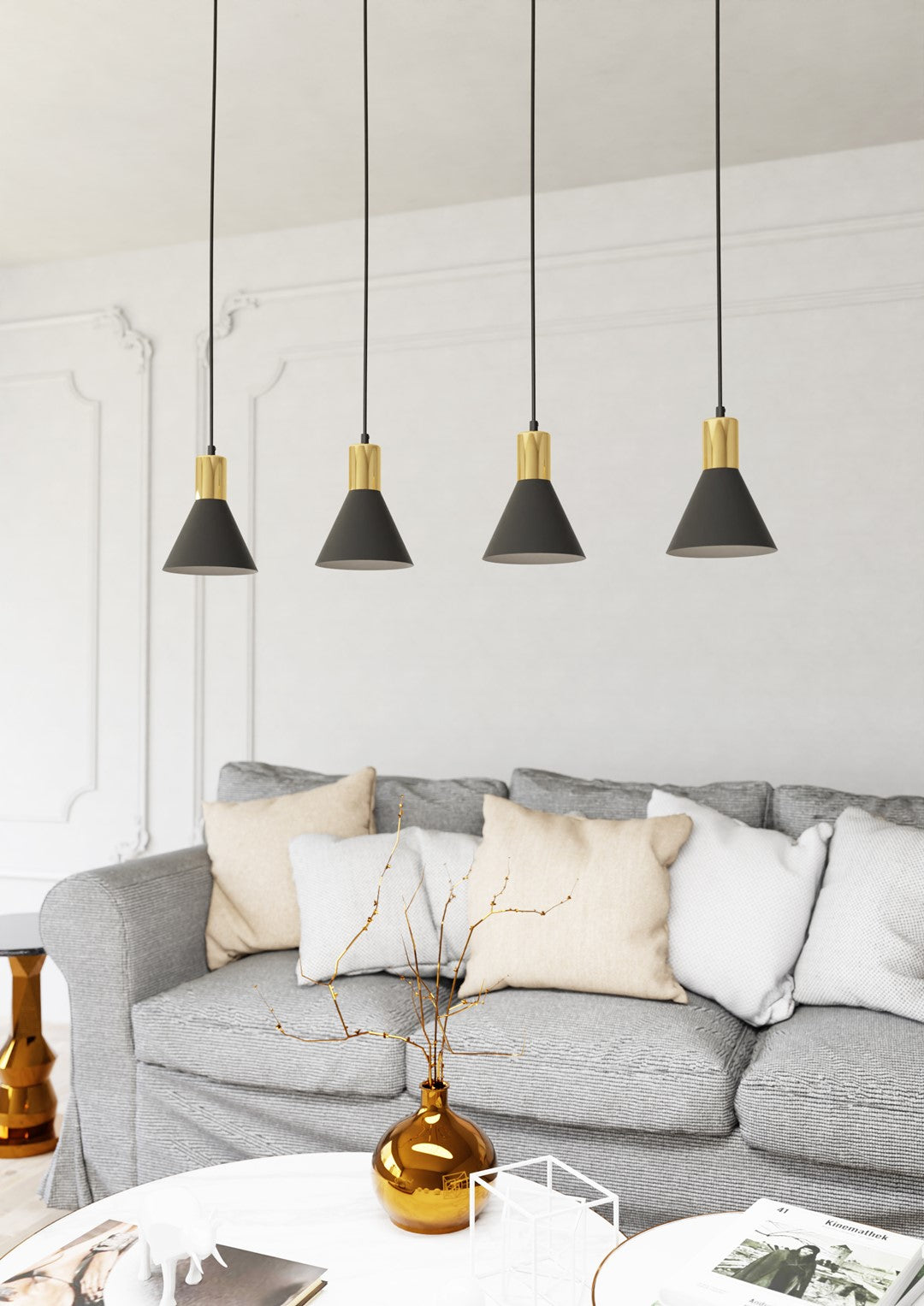 Loftlampe ROSA 4 - Sort / Guld - Nordic Unique