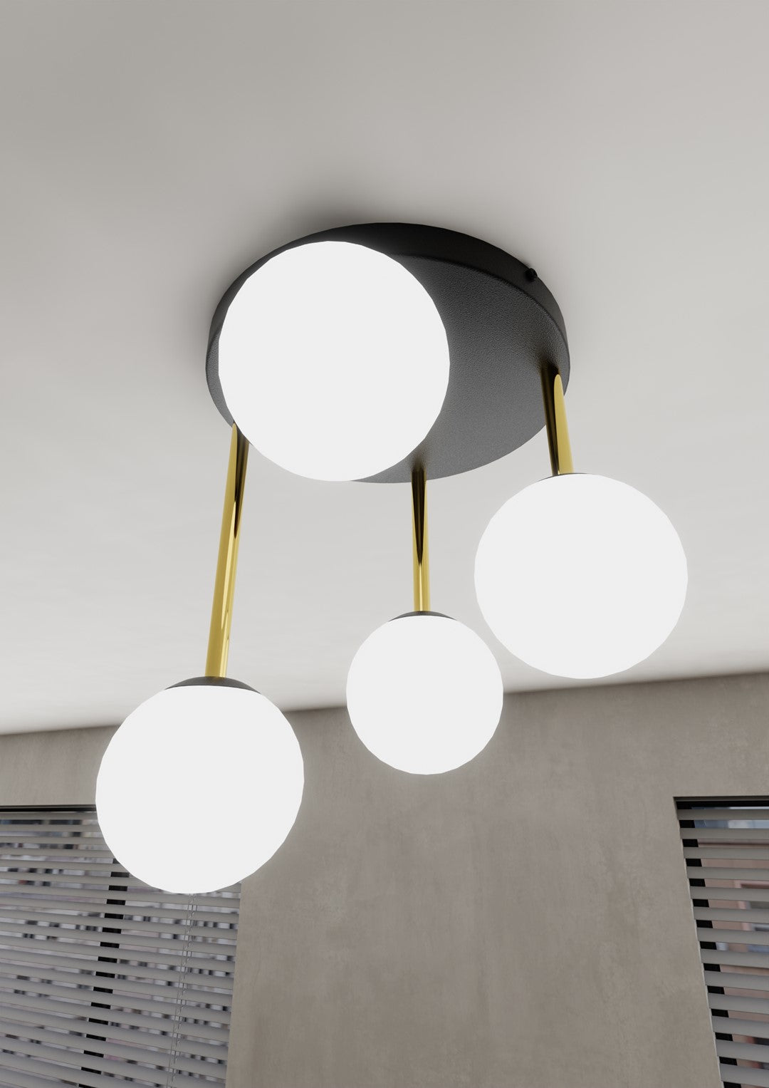 Loftlampe DOLCE 4 - Sort / Hvid / Guld - Nordic Unique