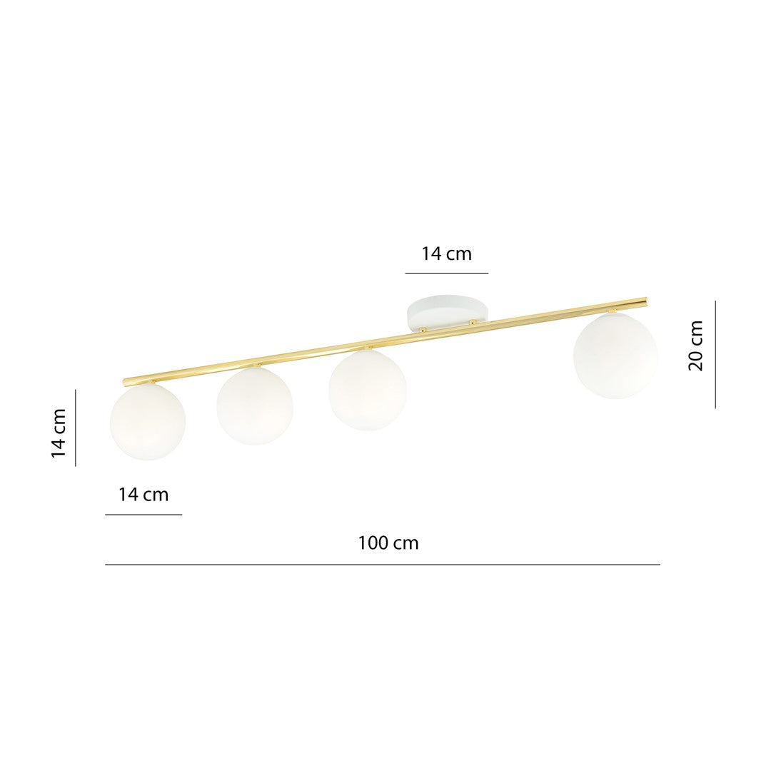 Loftlampe MONZA 4 - Hvid / Guld - Nordic Unique
