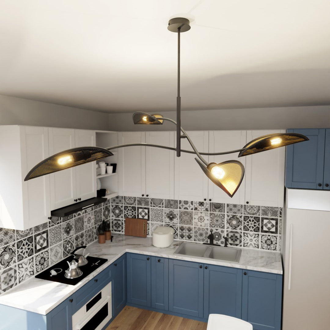 Loftlampe LOTUS 4 - Sort / Guld - Nordic Unique