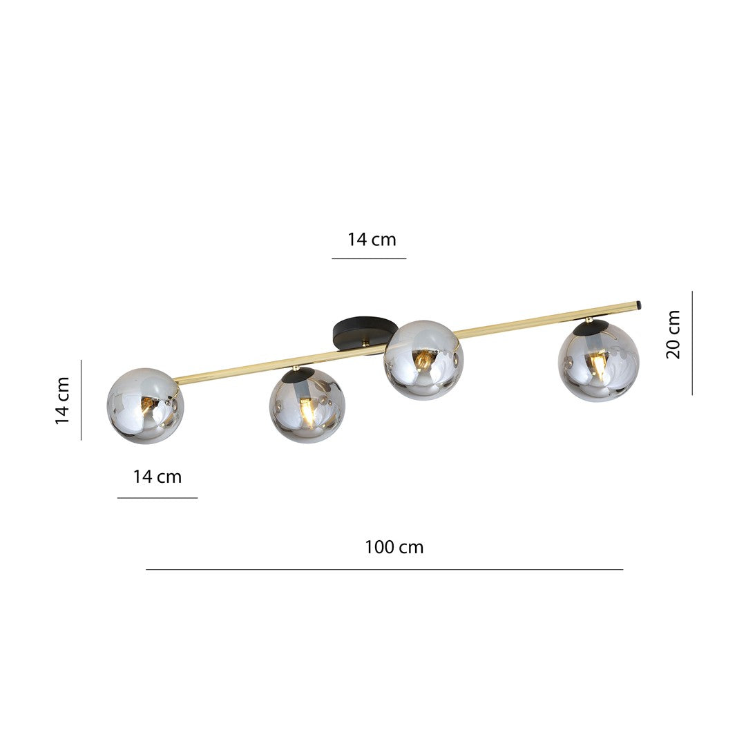 Loftlampe SPLENDI 4 - Sort / Grafit / Guld - Nordic Unique