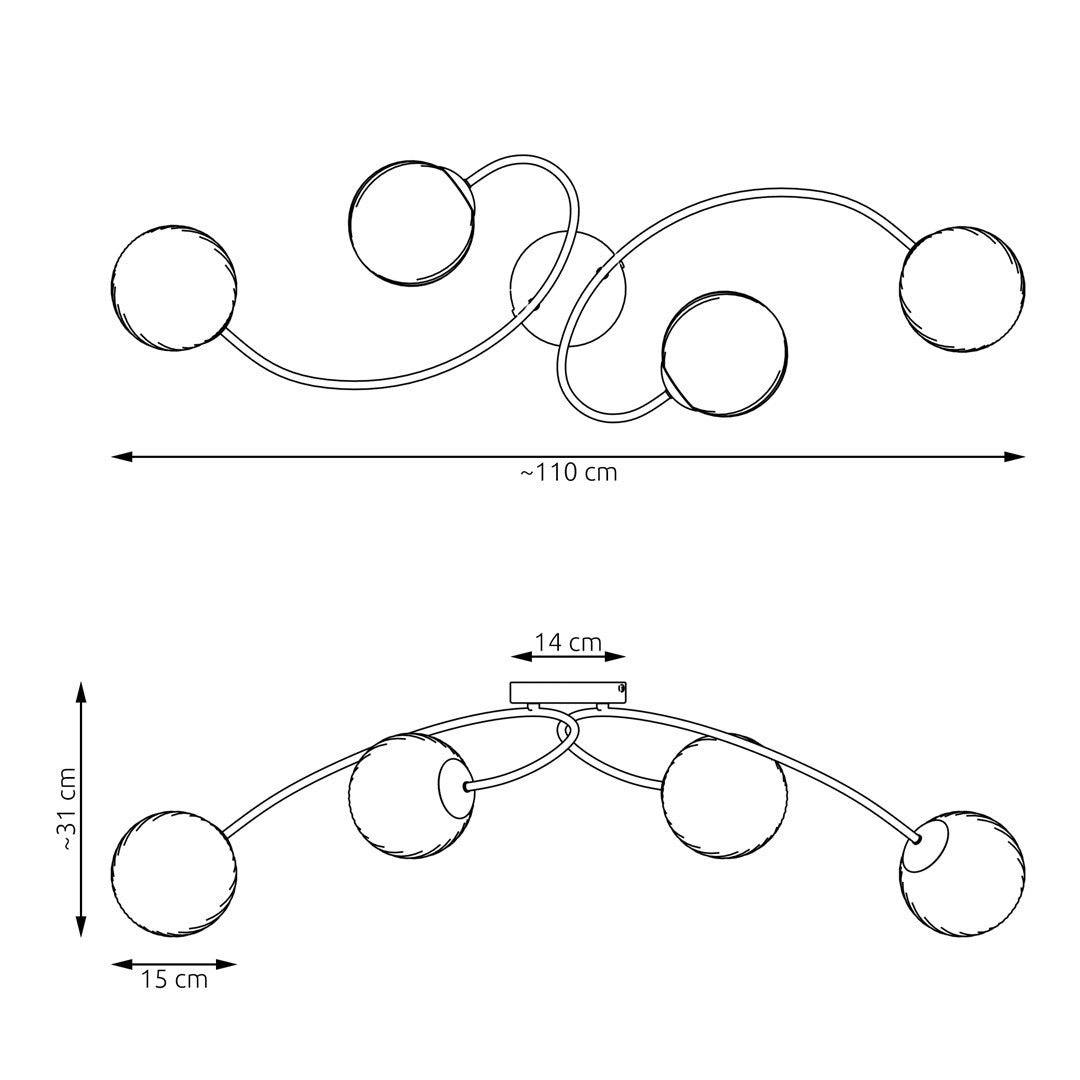 Loftlampe VIBRA 4 - Sort / Grafit - Nordic Unique