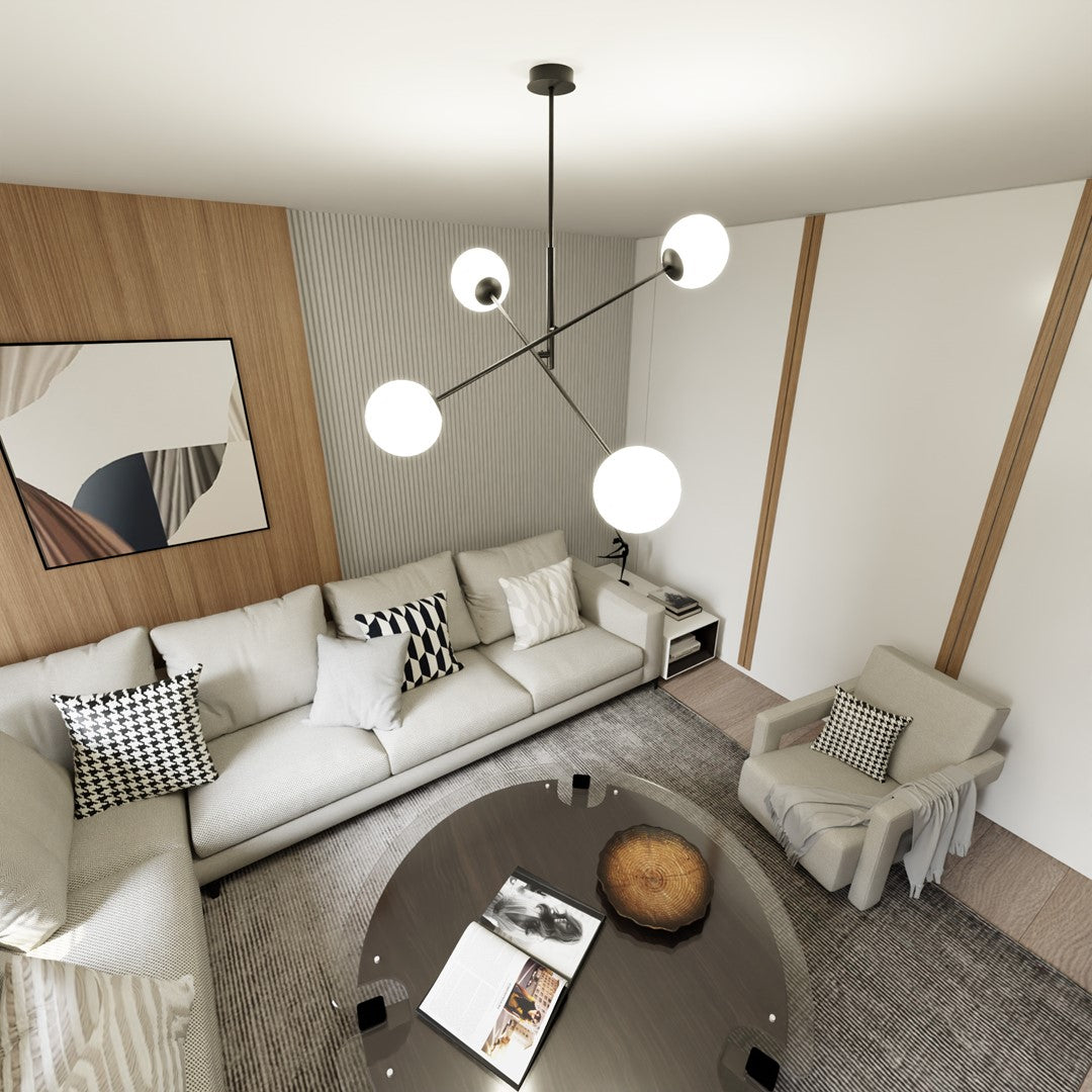 Loftlampe LINEAR 4 - Sort / Hvid - Nordic Unique