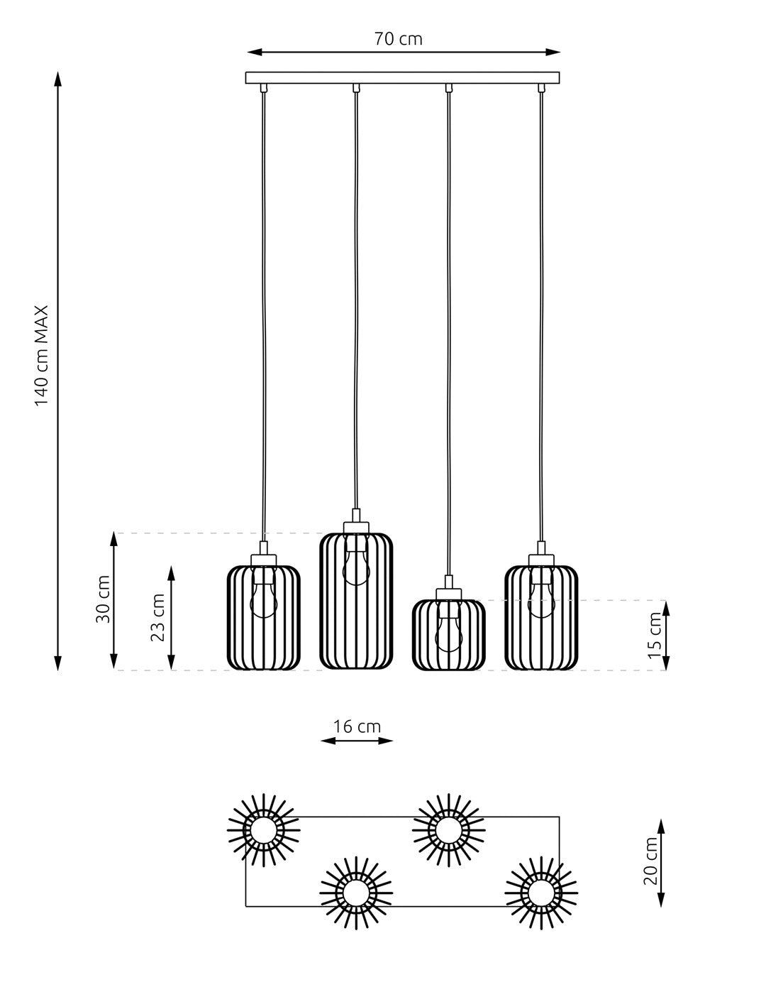 Loftlampe VANDER 4 - Sort - Nordic Unique