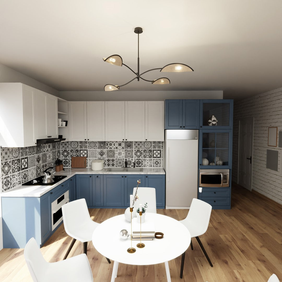 Loftlampe LOTUS 4 - Sort / Rattan - Nordic Unique