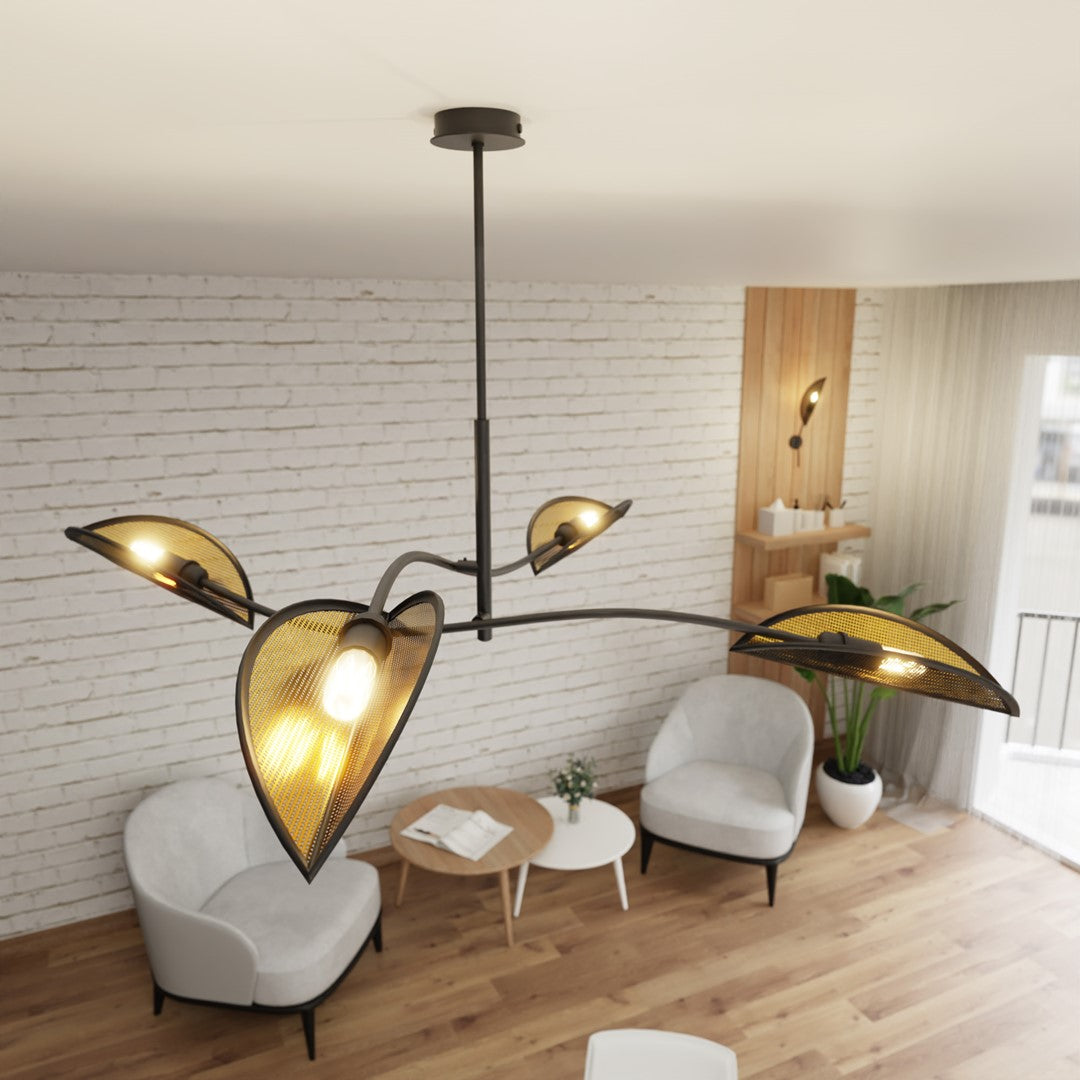 Loftlampe LOTUS 4 - Sort / Guld - Nordic Unique