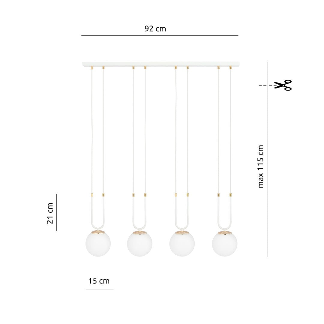 Loftlampe GLAM 4 - Hvid / Guld - Nordic Unique