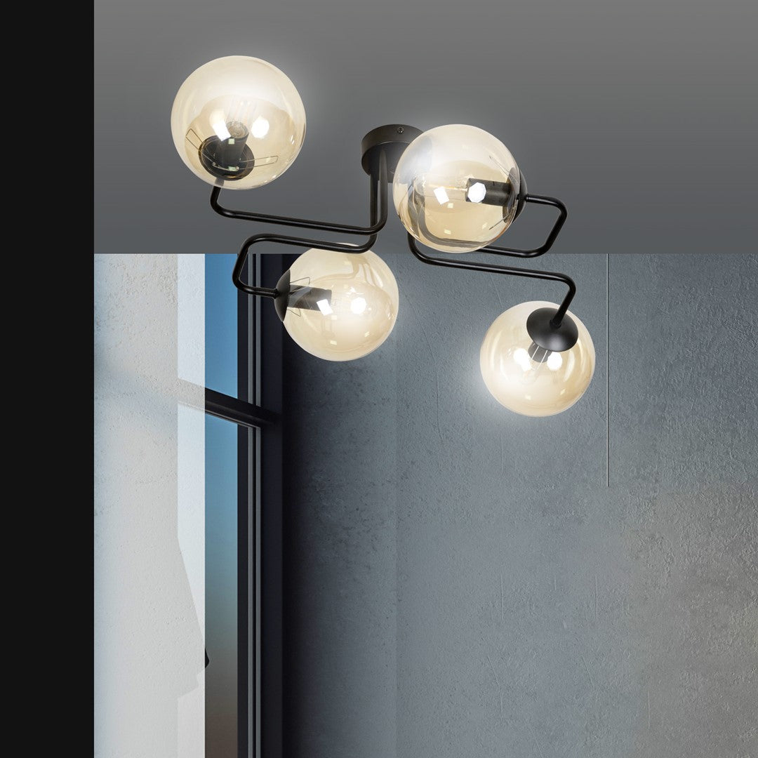 Loftlampe BRENDI 4 - Sort / Rav - Nordic Unique