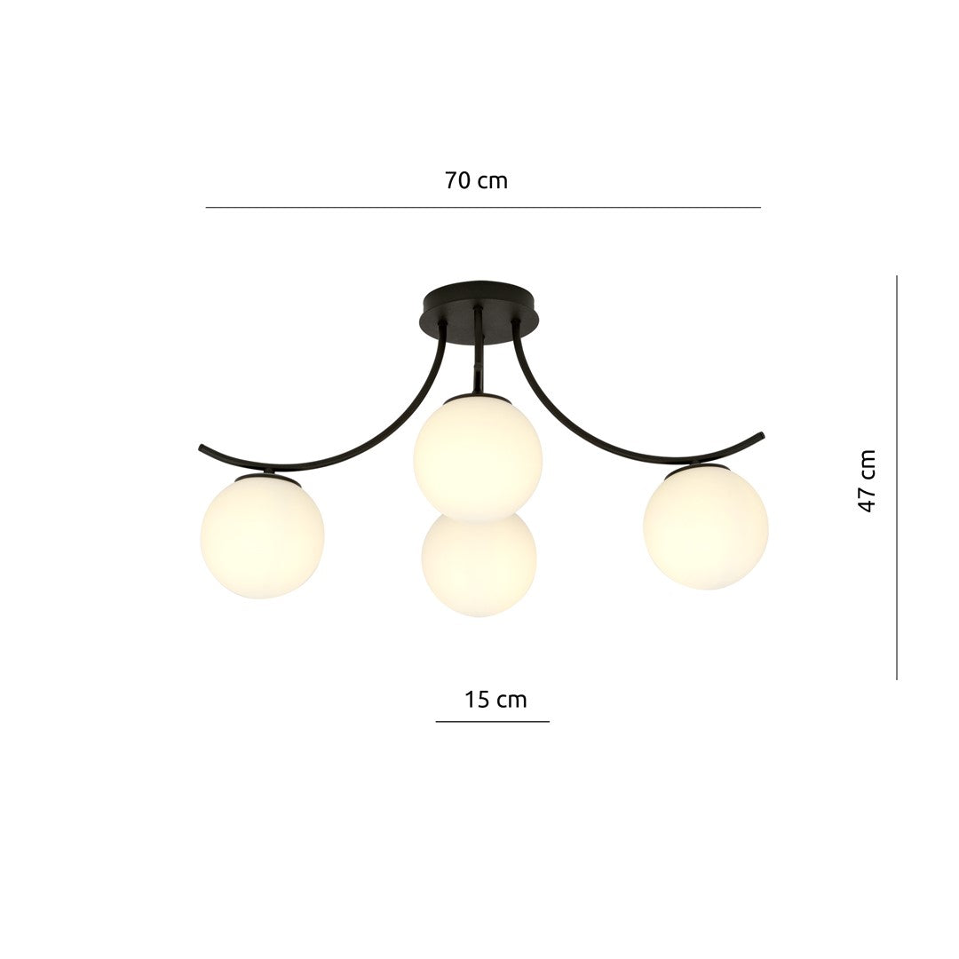 Loftlampe BOSTON 4 - Sort / Hvid - Nordic Unique